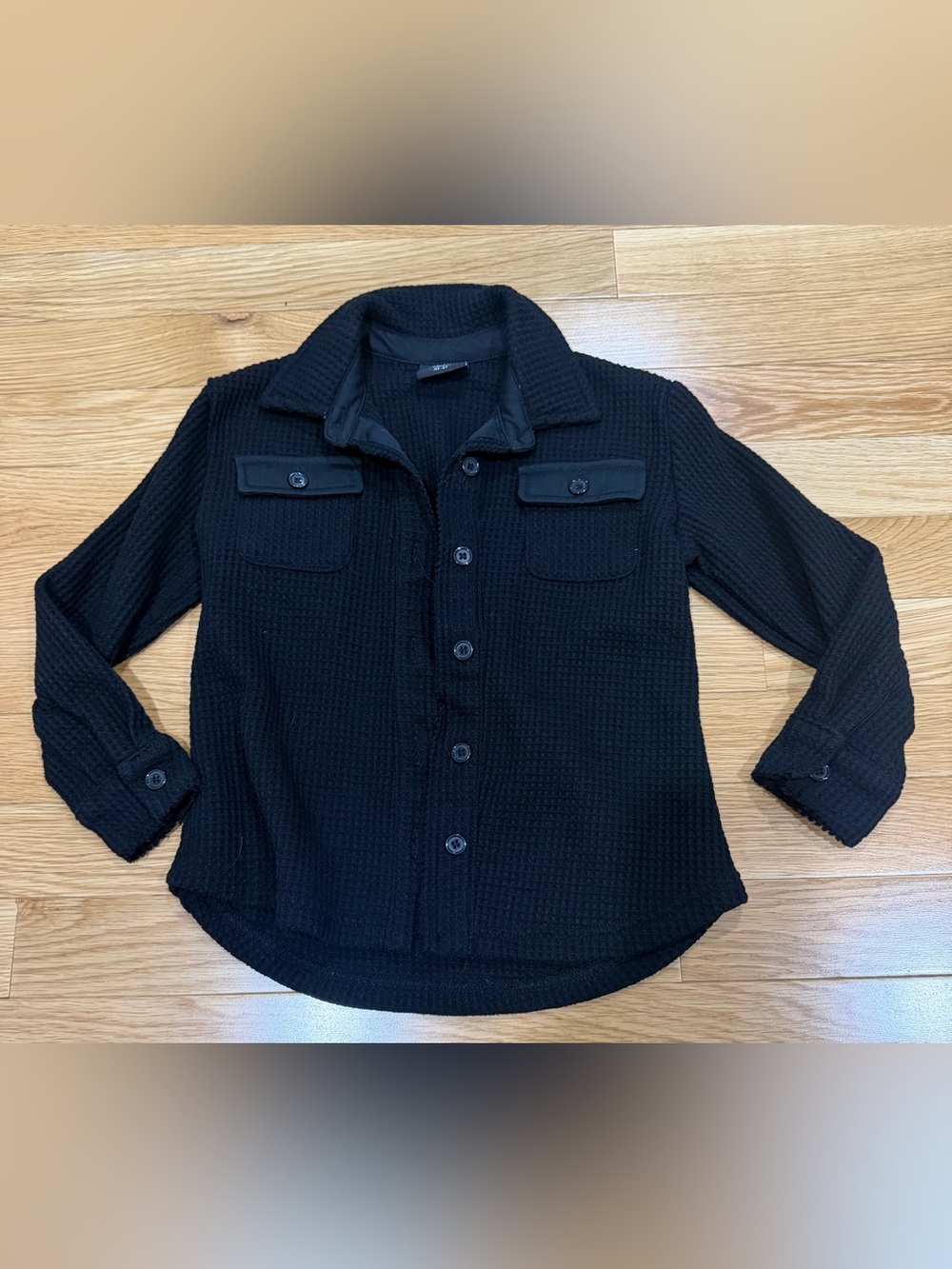 Little Bipsy Black Waffle - Button-Up Shirt